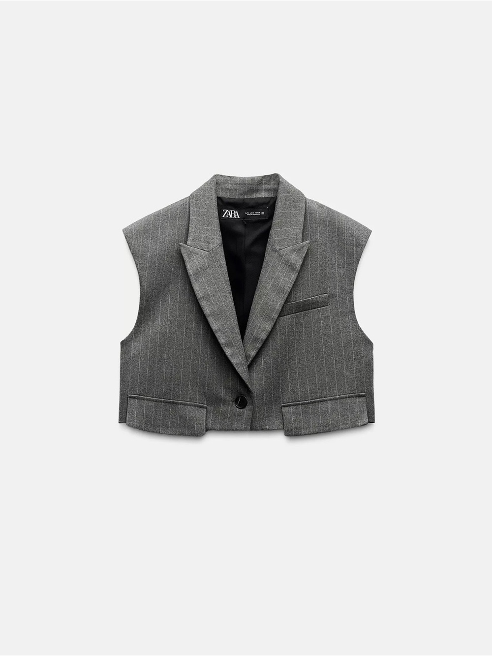Zara Kids Grey Pinstripe Cropped Blazer Vest